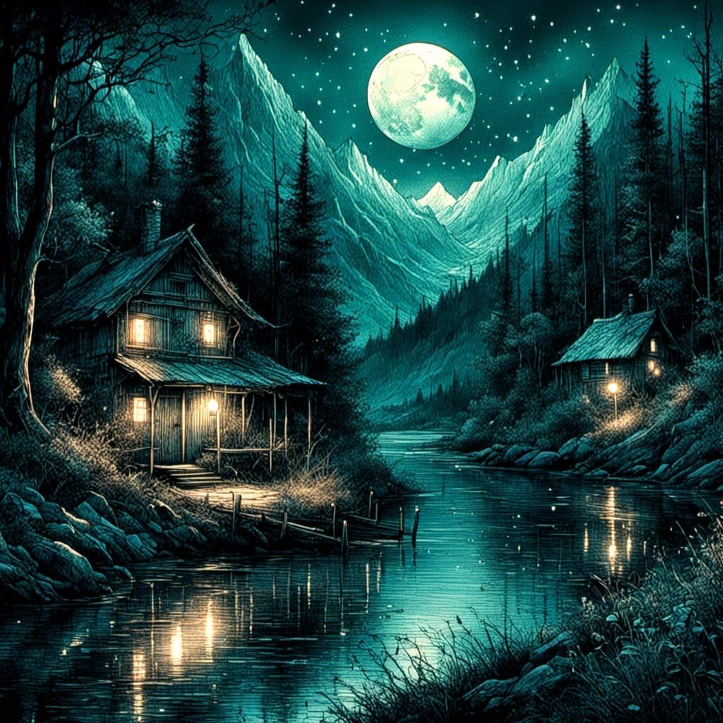 Moody Ink Drawing: Whispers in the Dark