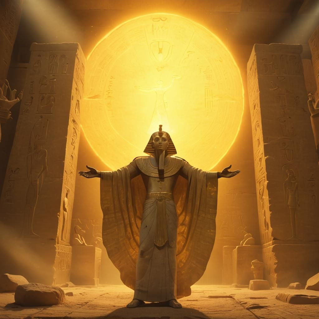 Akhenaten Worships Aten: Ancient Egyptian Art