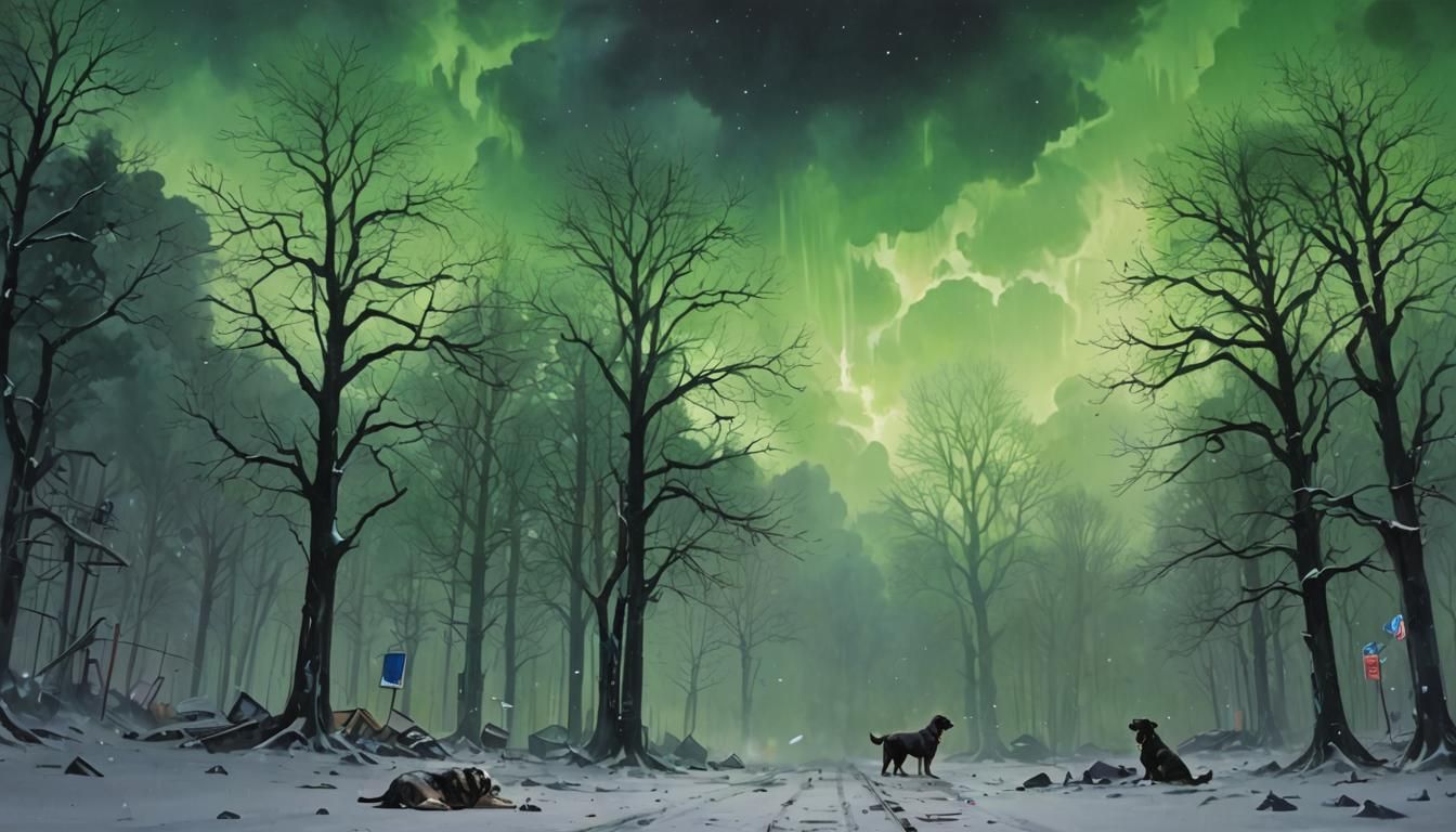 Menacing Dog in Graffiti Street Art Style