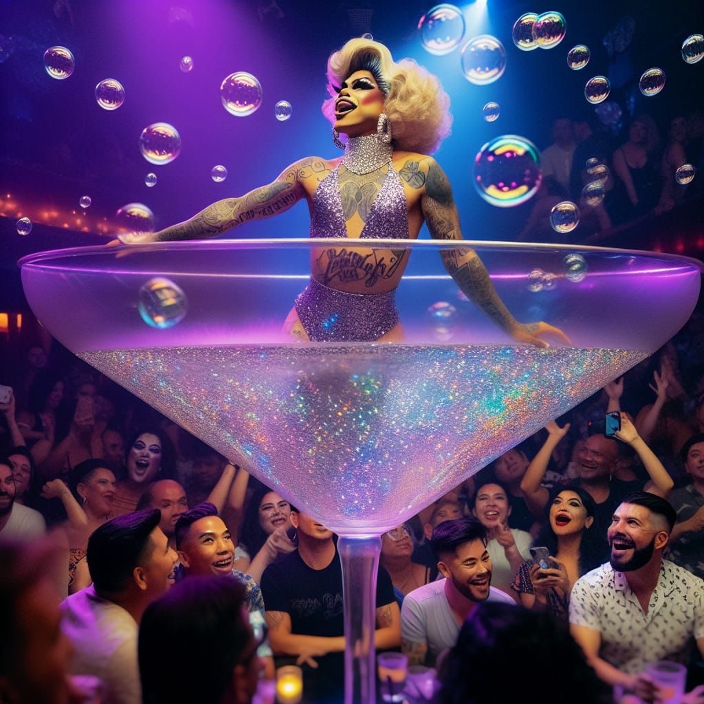 Drag Queen Burlesque Show in Martini Glass