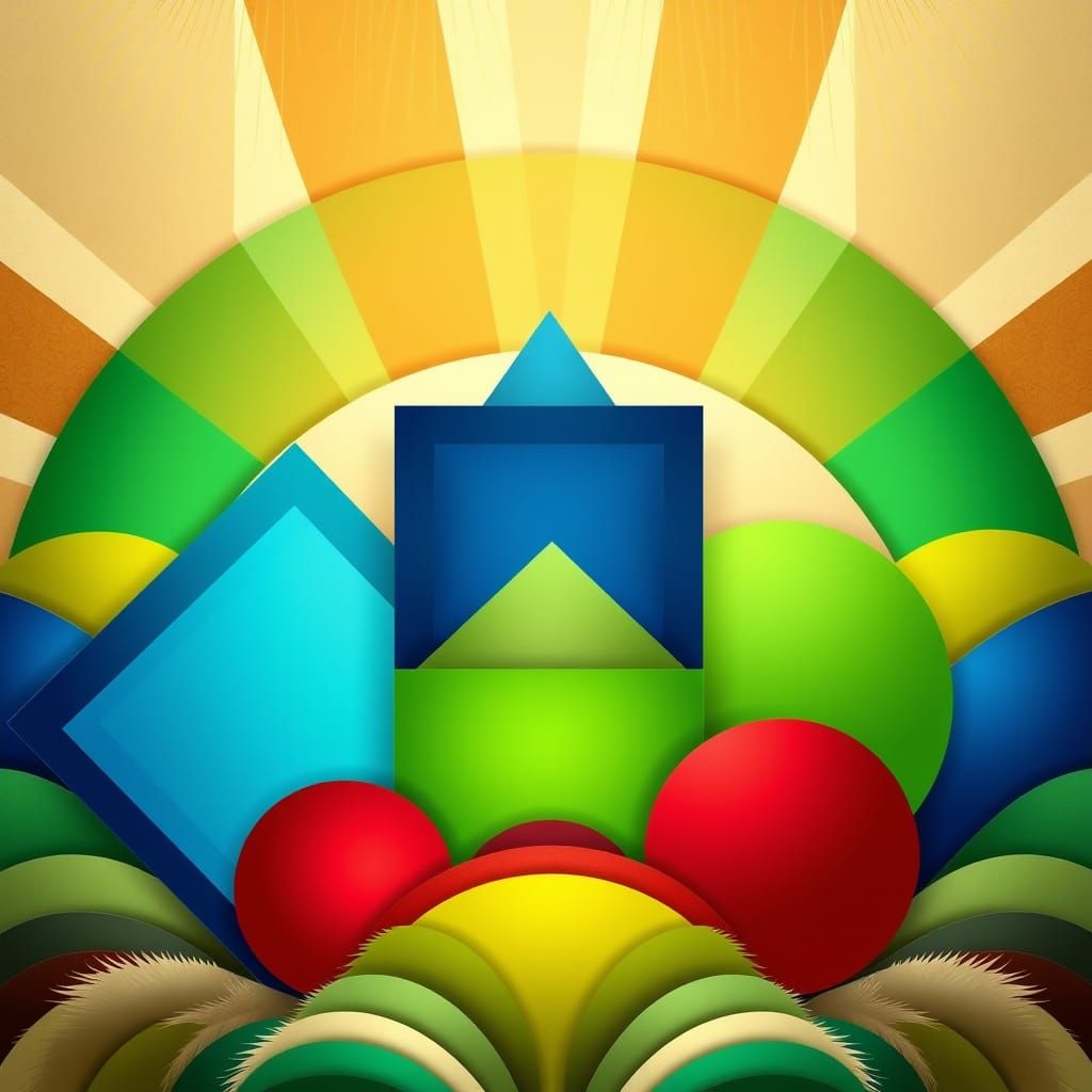 Vibrant Art Deco Geometric Shapes in Emerald, Sapphire, and ...