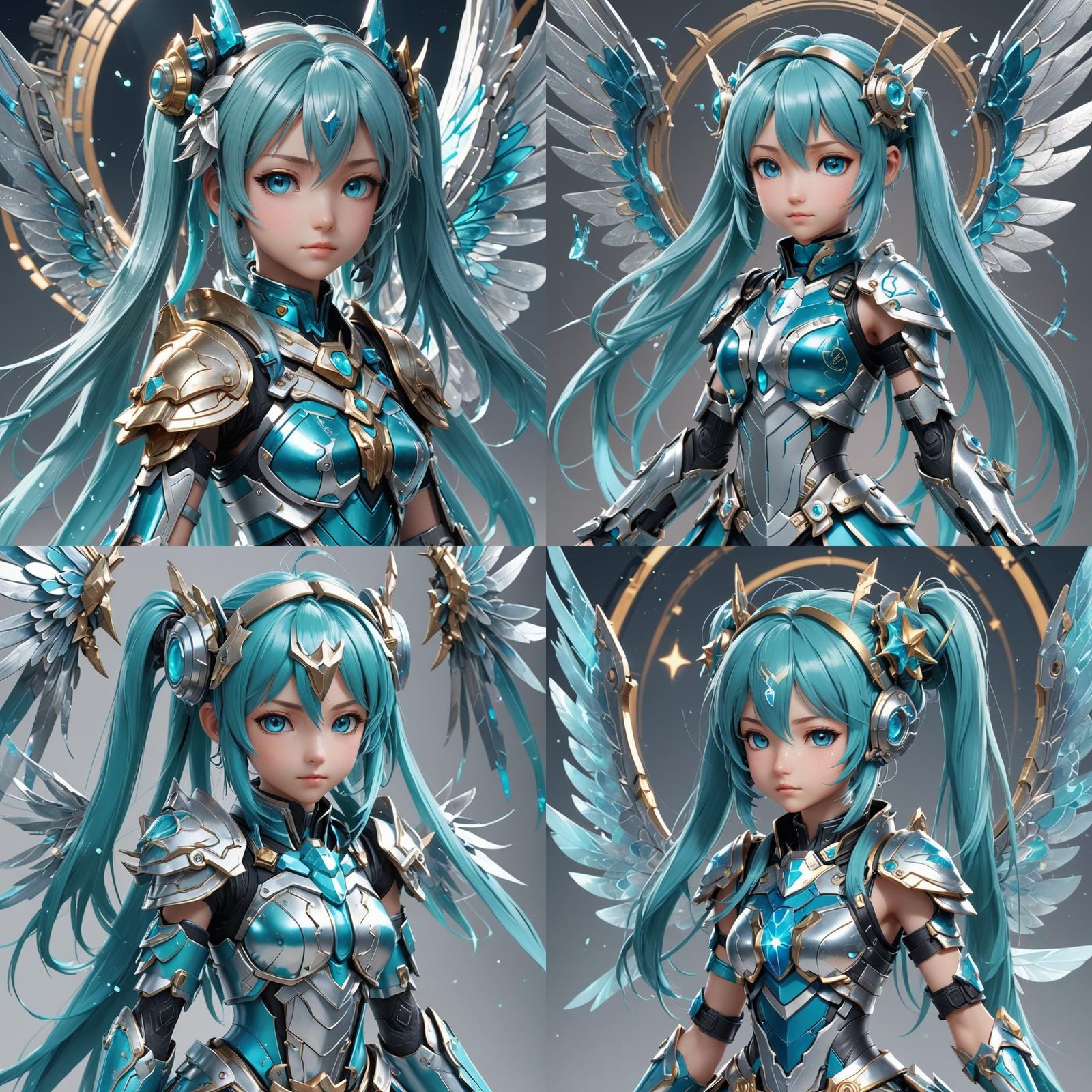 Chibi Hatsune Miku as Armored Sylph Portrait