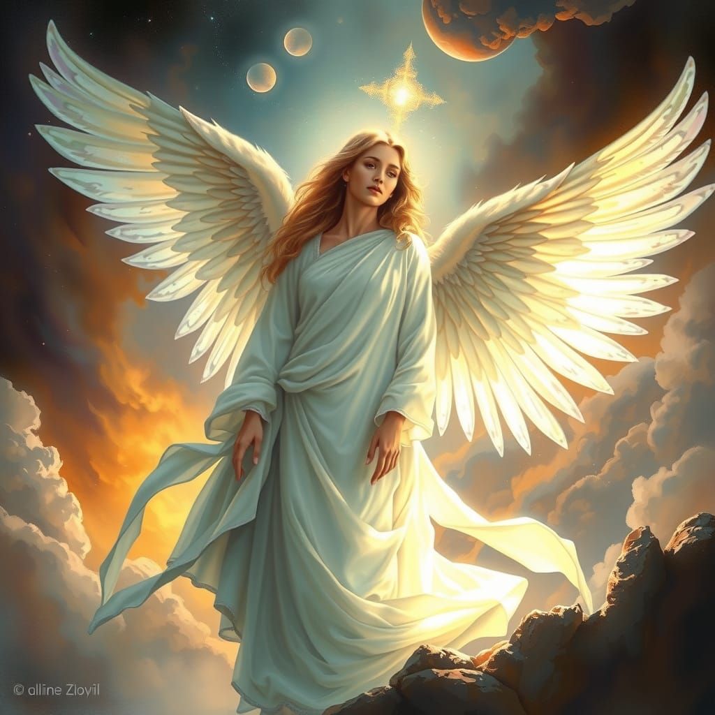 Ethereal Angel Goddess in Soft Luminescent Light
