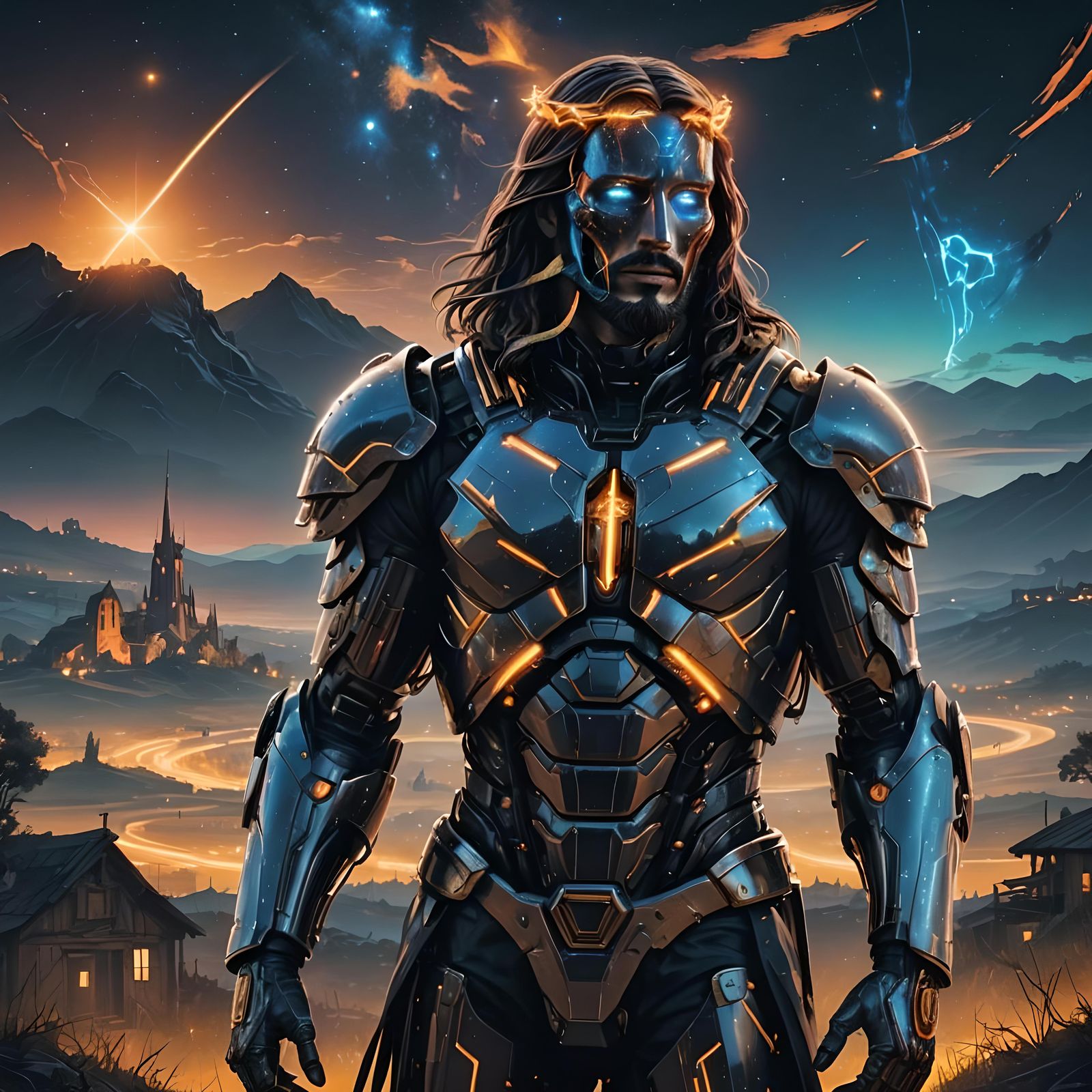 Cyborg Jesus In Landscape