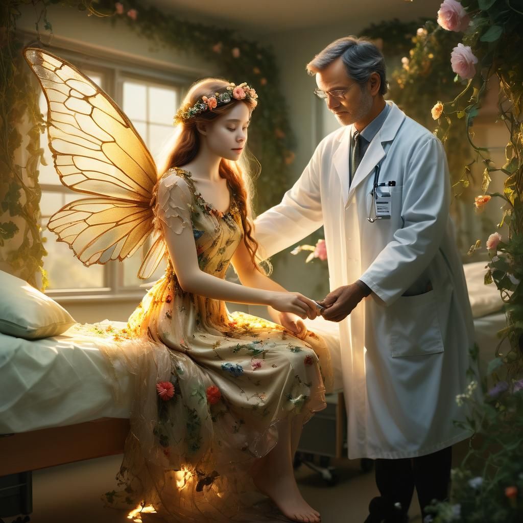 Fairy's Wing Mended in Floral Hospital, Fine Art