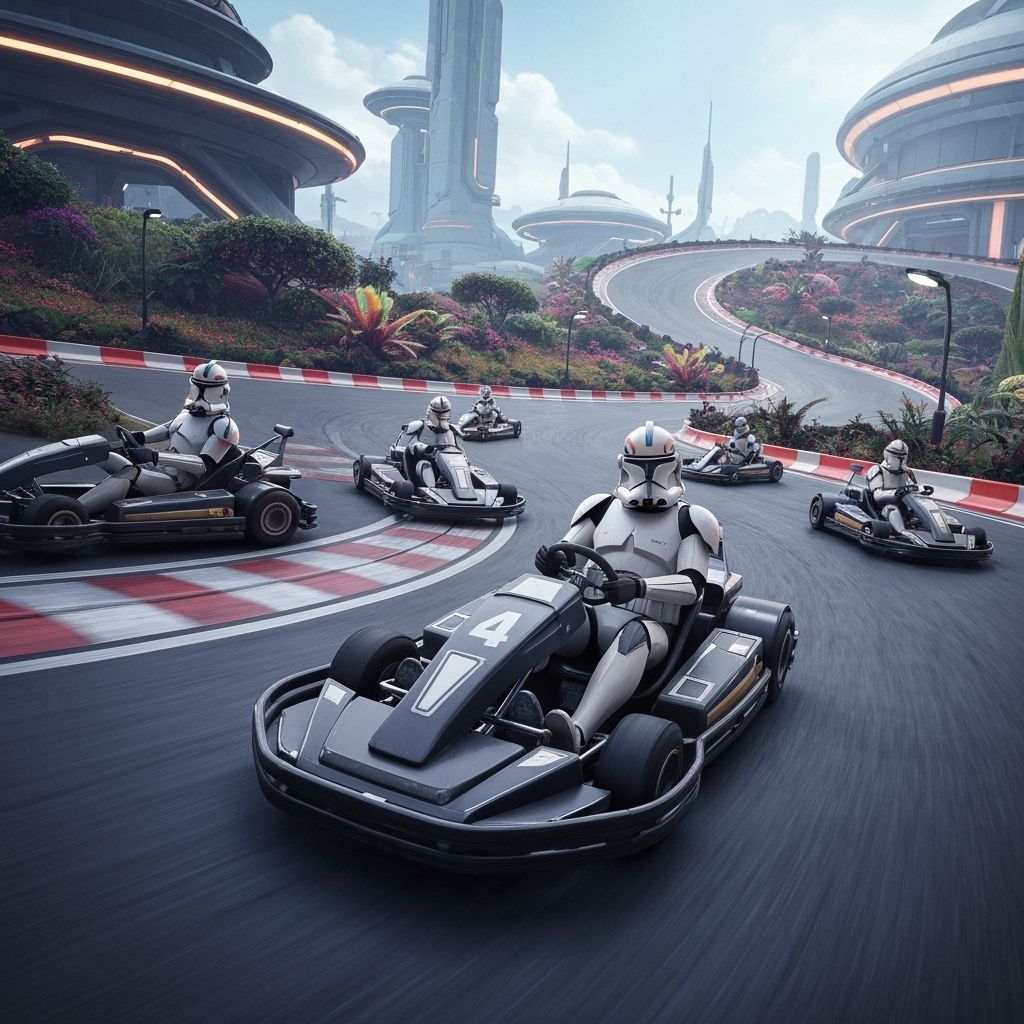 Clone Troopers Go-Karting: Futuristic Racing Scene