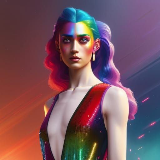Futuristic Rainbow Fashion Portrait in 8K