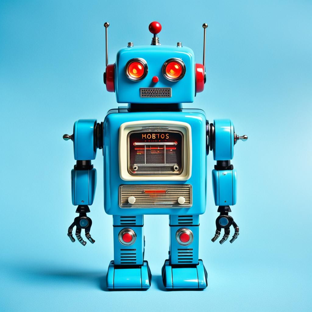 Retro Toy Robot with Visible Internal Robotics
