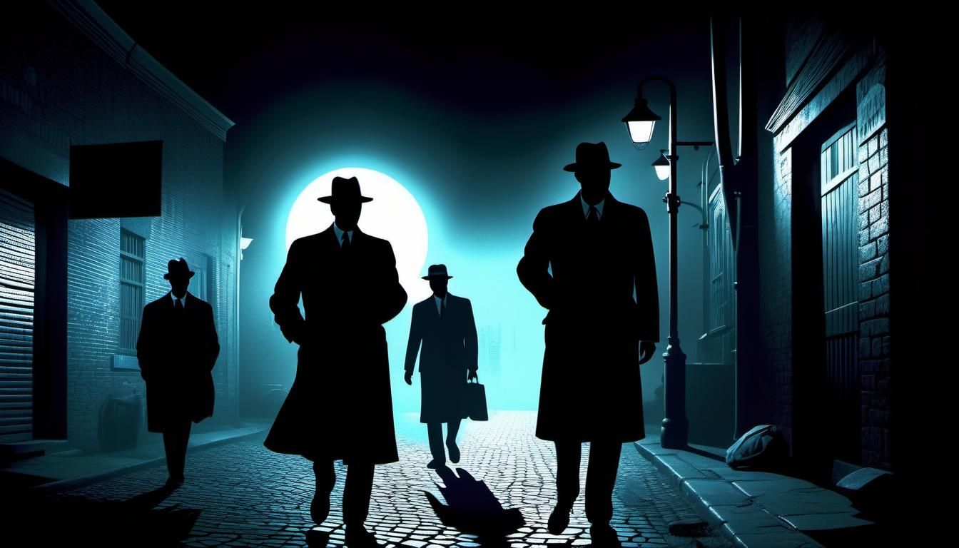 Dramatic Film Noir Silhouettes in Midnight Garden