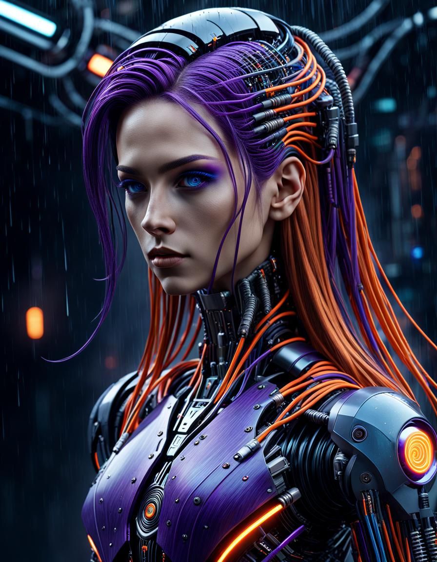 Bionic Android in Dystopian Sci-Fi Landscape