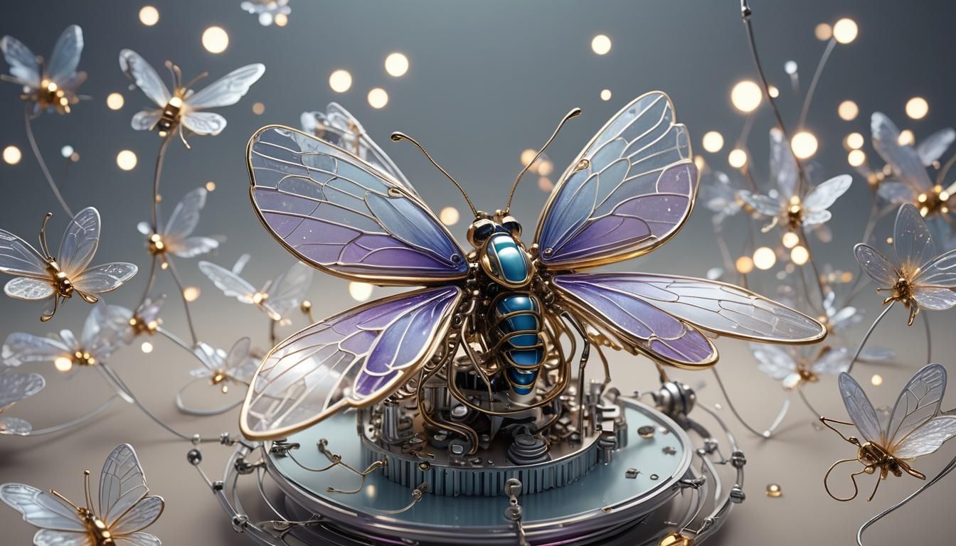 Mechanical Fireflies Studio Shot in Dreamy Style