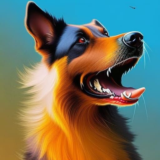 Hyperrealistic Man and Dog in Splash Art Style