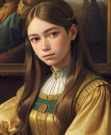 Tudor Girl Portrait in Oil Paint Style