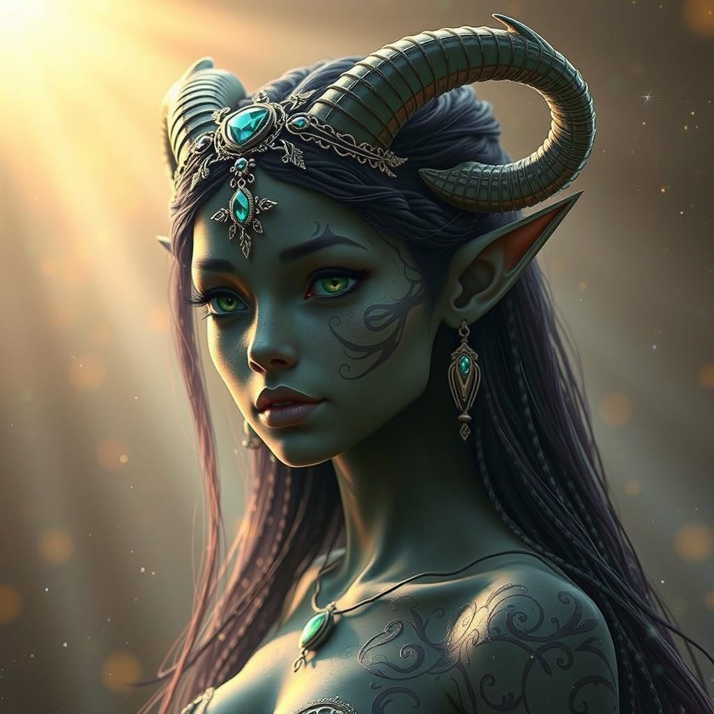 Alien Woman Portrait in Art Nouveau Style