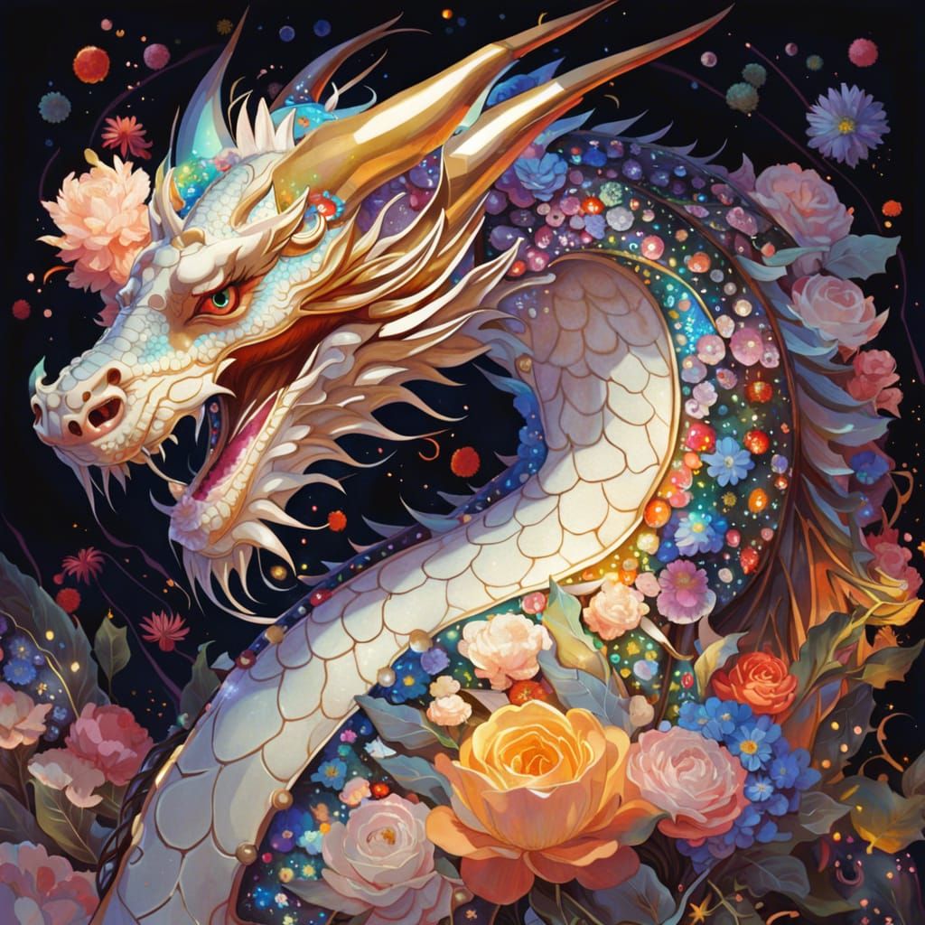 Blooming Celestial Dragon in Digital Art Style