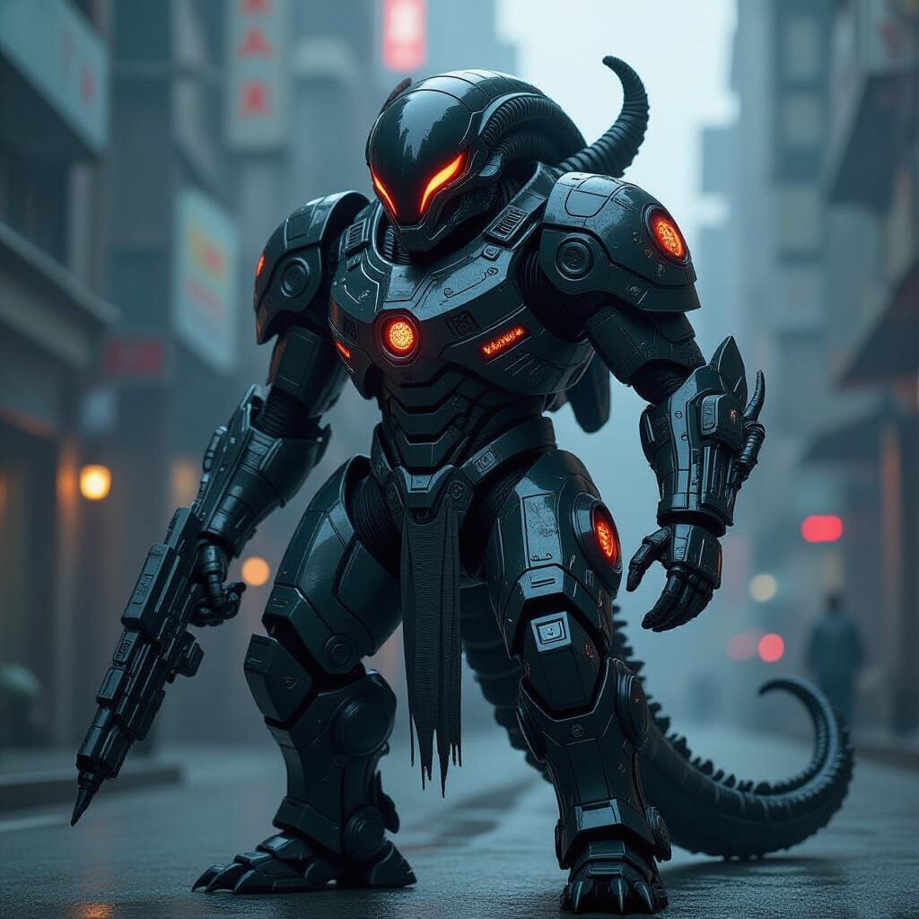 Armored Demon Kaiju in Alien Mechsuit