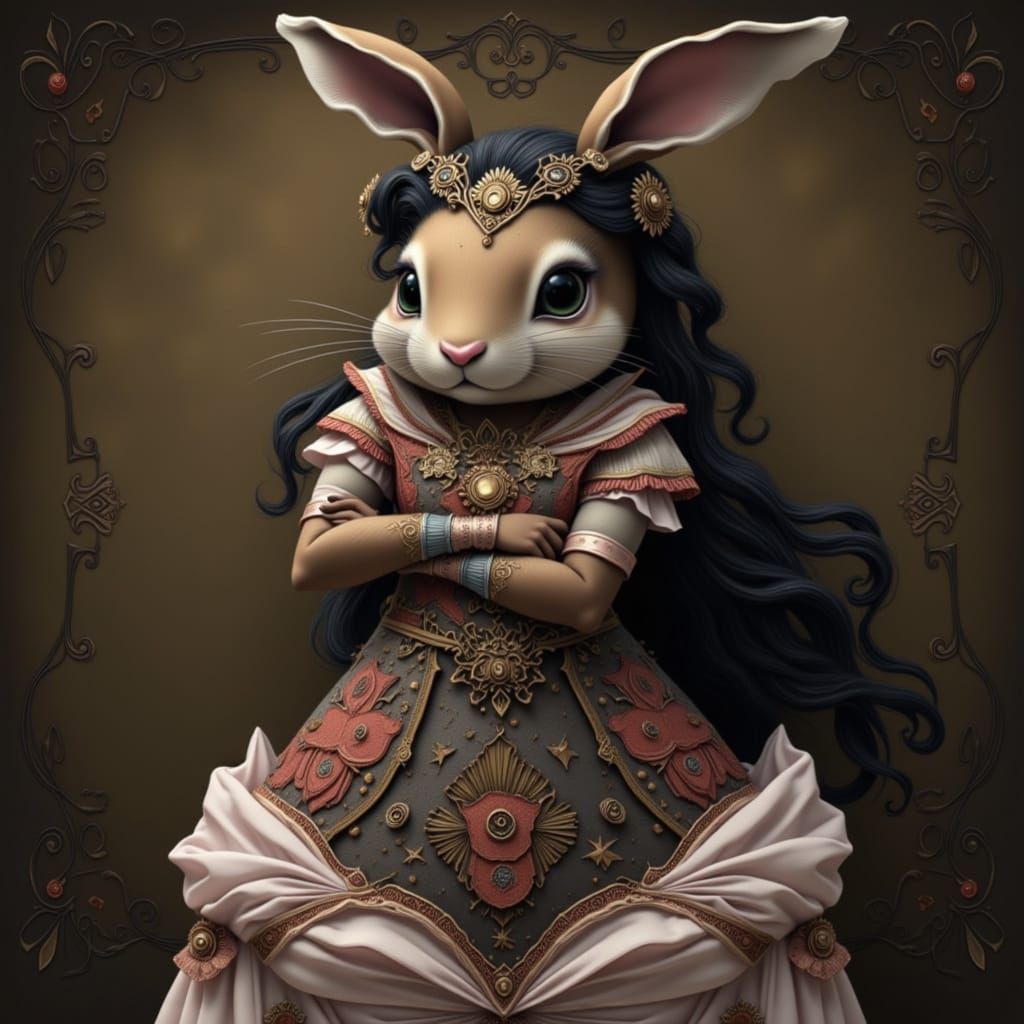 Mocha Brown Bunny Woman Portrait