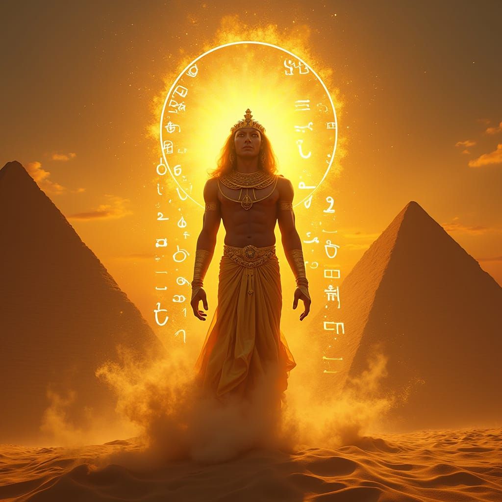 Ancient Egyptian God Emerges from Golden Portal