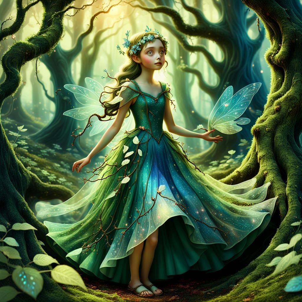 Fairy Watching Traveler in Enchanted Forest
