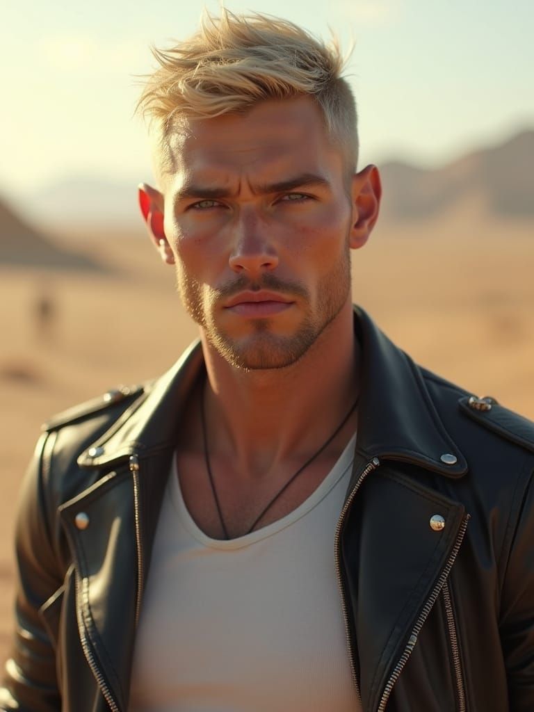 Sunlit Elf Biker Portrait in Digital Painting Style