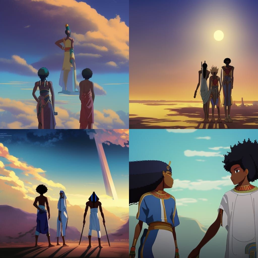 Futuristic African Egyptian Gods in Anime Style