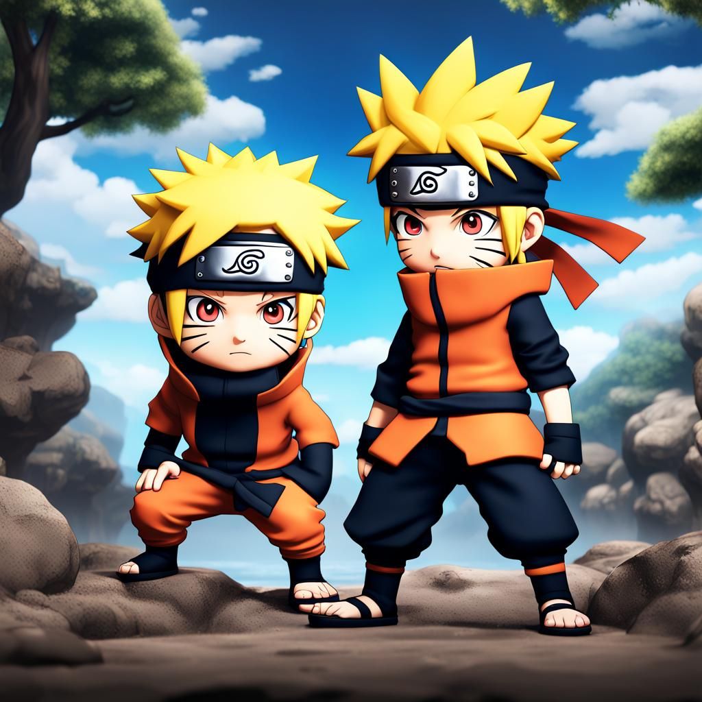 Chibi Naruto: Detailed Matte Painting in Deep Color