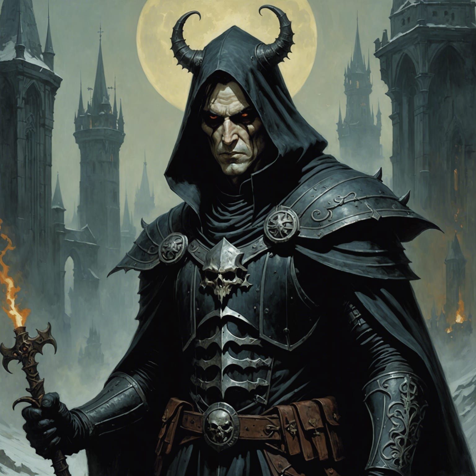 Grimdark Character Portrait in Dark Fantasy Style