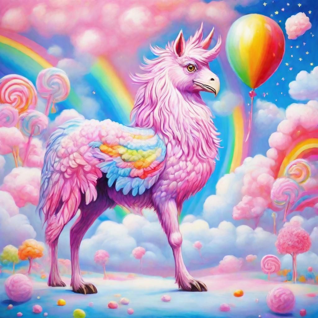 Rainbow Hippogriff in Whimsical Gouache Wonderland