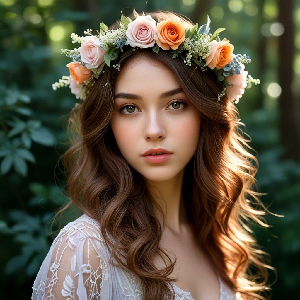Enchanted Floral Crown in Whimsical Forest