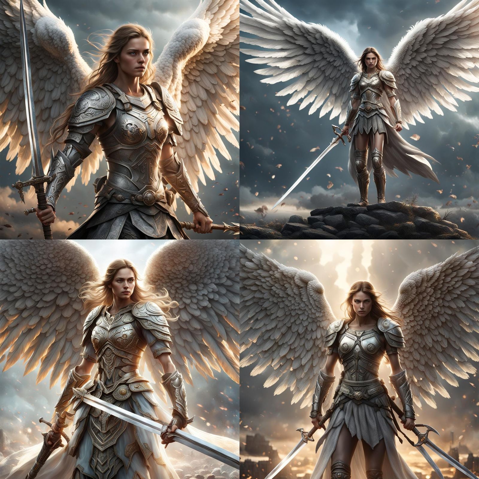 Angel Warrior with Swords in Hyperrealistic CG Art