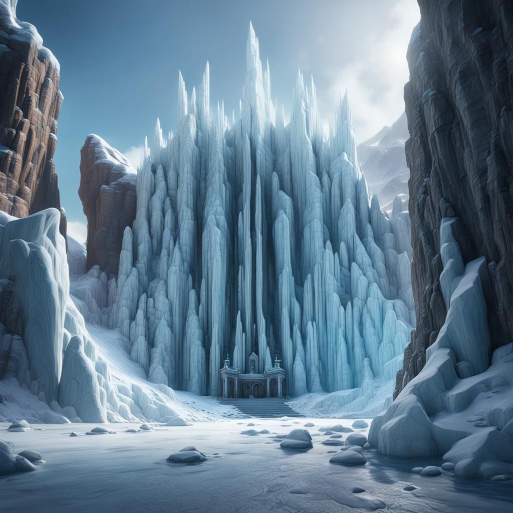 Icy Fortress of Solitude in Detailed Matte Painting