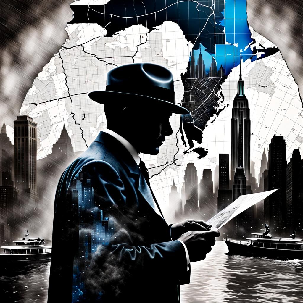 Noir Detective Silhouette in 1920s New York