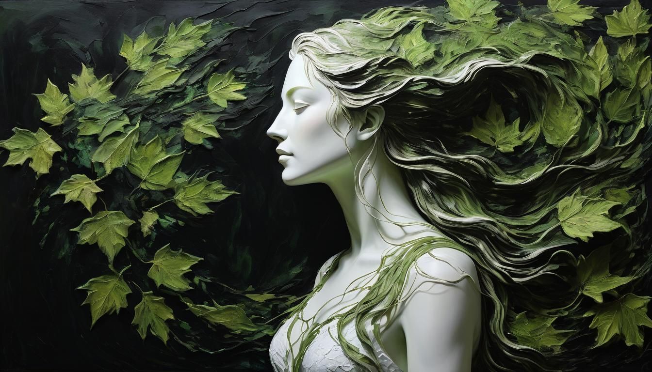 Goddess Bust in Impasto Oil Painting