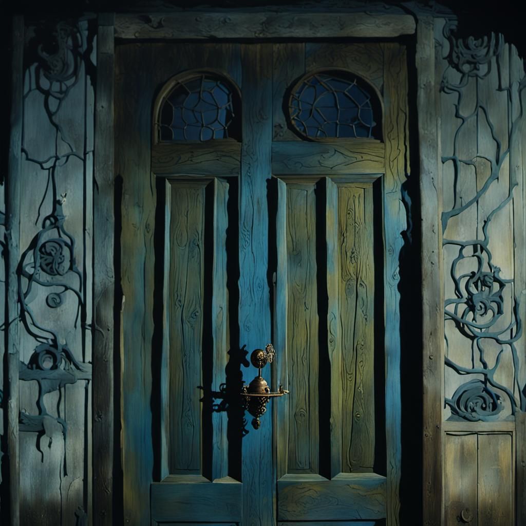 Surreal Haunted House Portal in Vibrant Colors