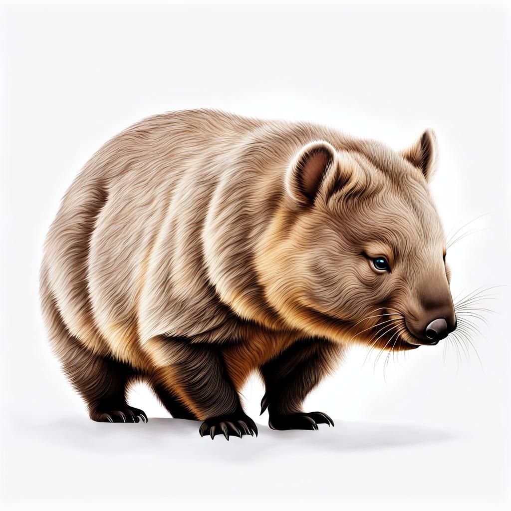 Surreal Minimalist Wombat Illustration on White