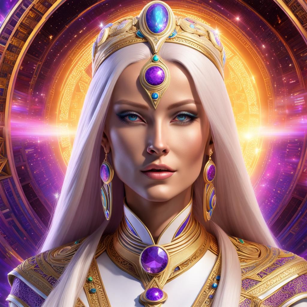Arcturian Queen Portrait in Hyper-Detailed Digital Art