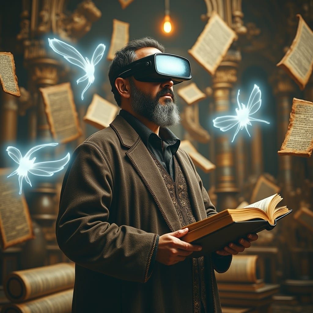 Surreal Scholar Immersed in Augmented Reality