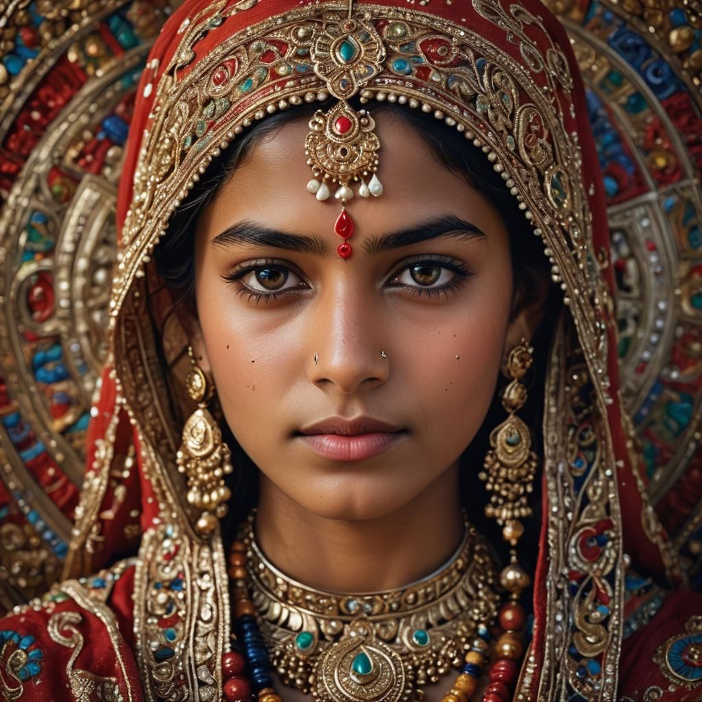 Elegant Indian Woman Portrait in Realism Style