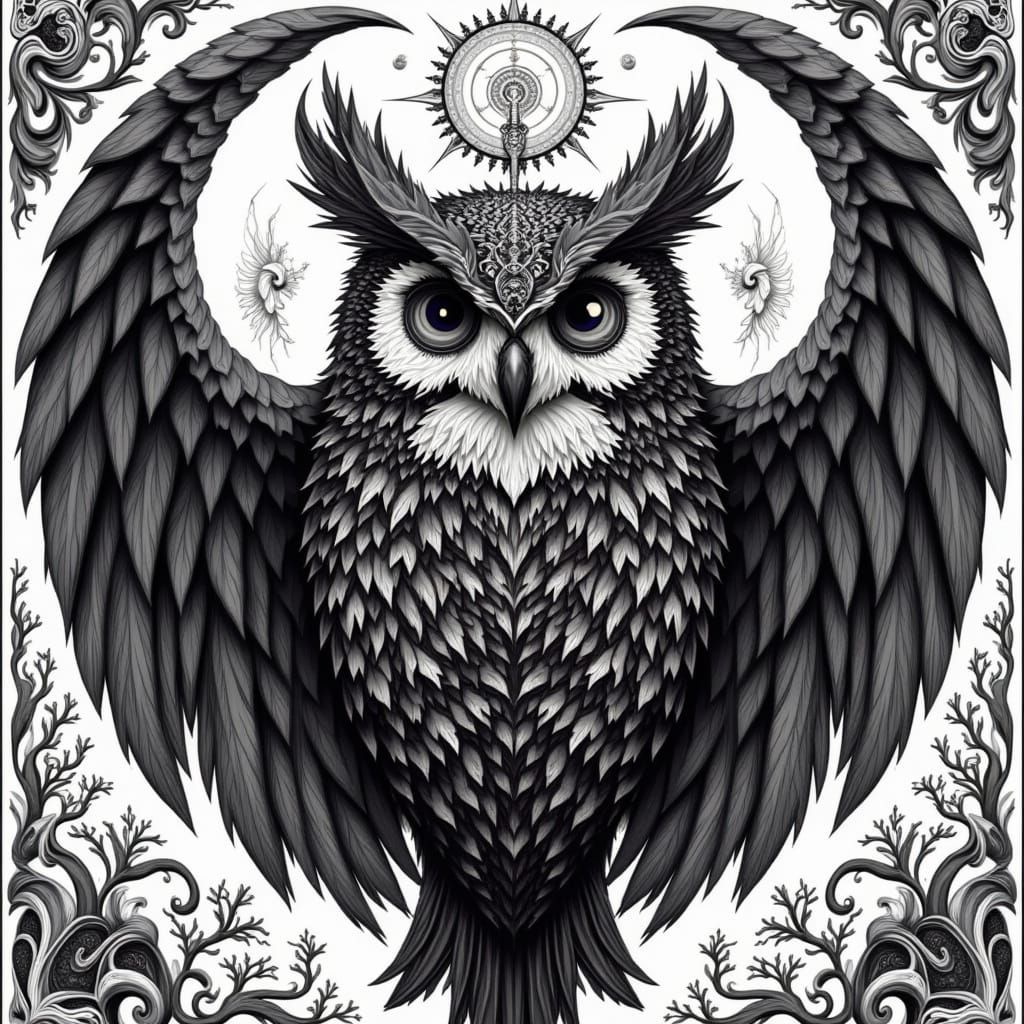 Sacred Owl in Mystiform Style