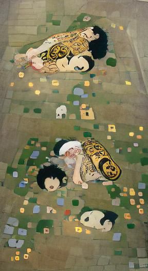 Grave of the Fireflies in Klimt Style