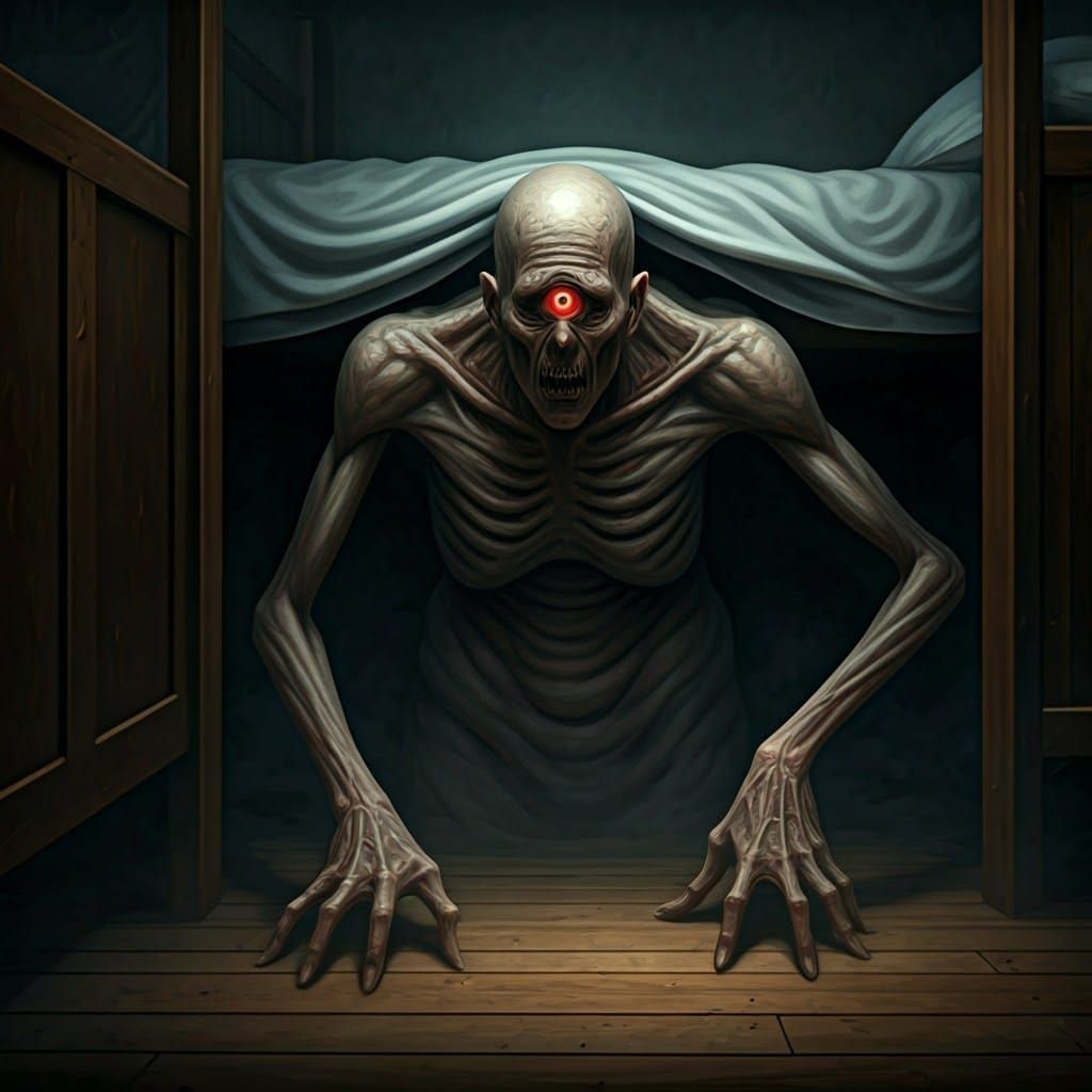 Terrifying One-Eyed Demon Emerges from Under Bed