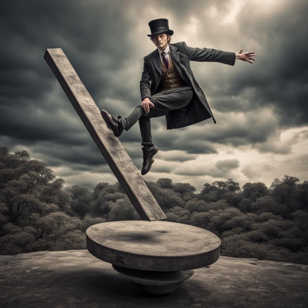 Eccentric Person Balancing in Unusual Place