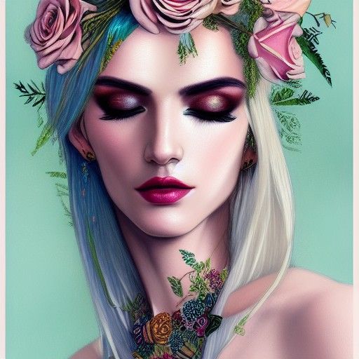 Decadent Portrait of Androgynous God in Pastel Colors