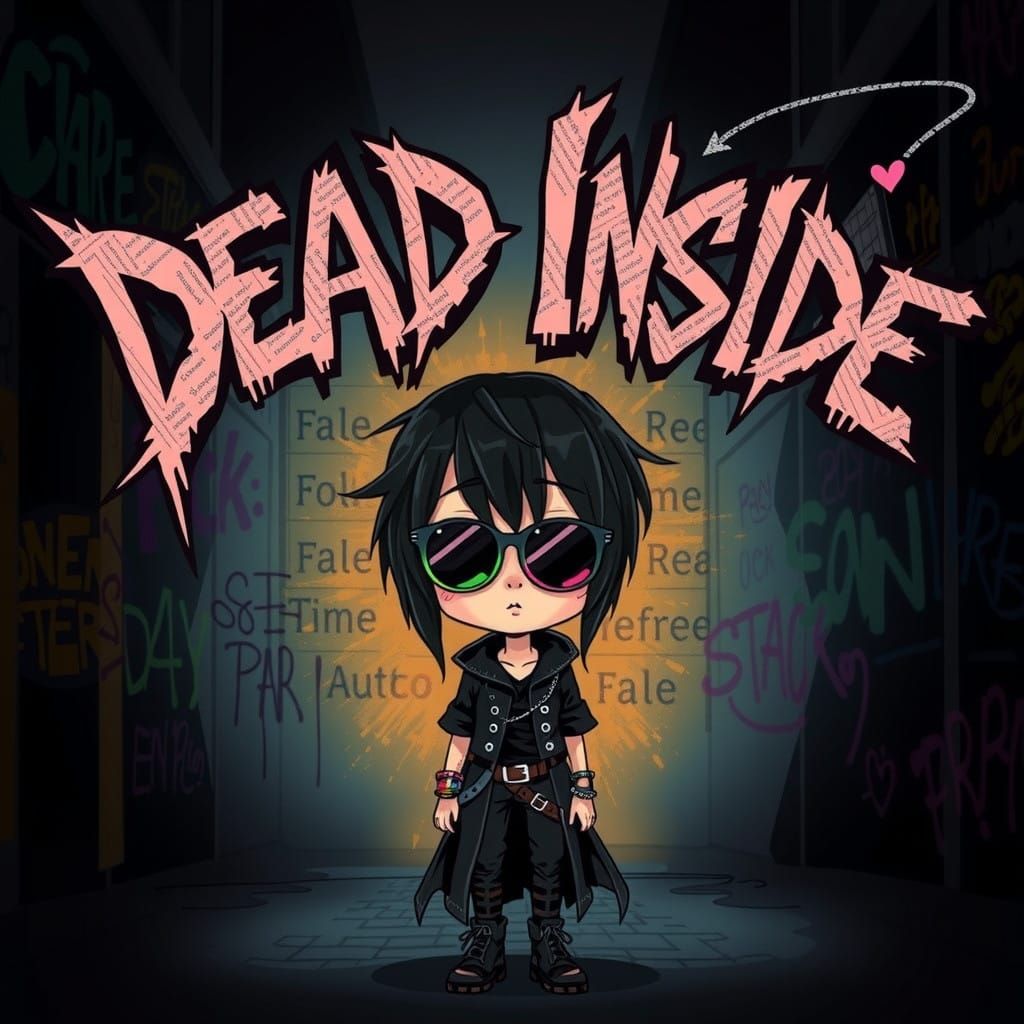 Surreal Goth Teenager Embodies Dark Humor in Whimsical, Punk...