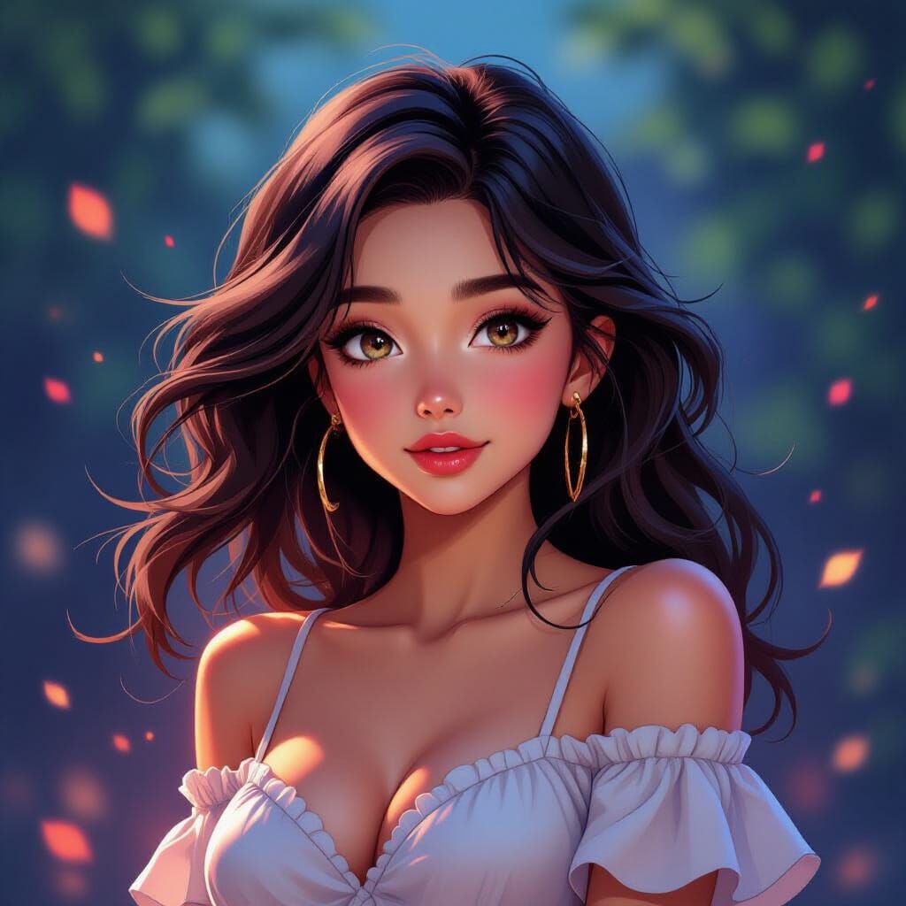 Young Woman with Vibrant Hair in Dynamic AI Animation Art