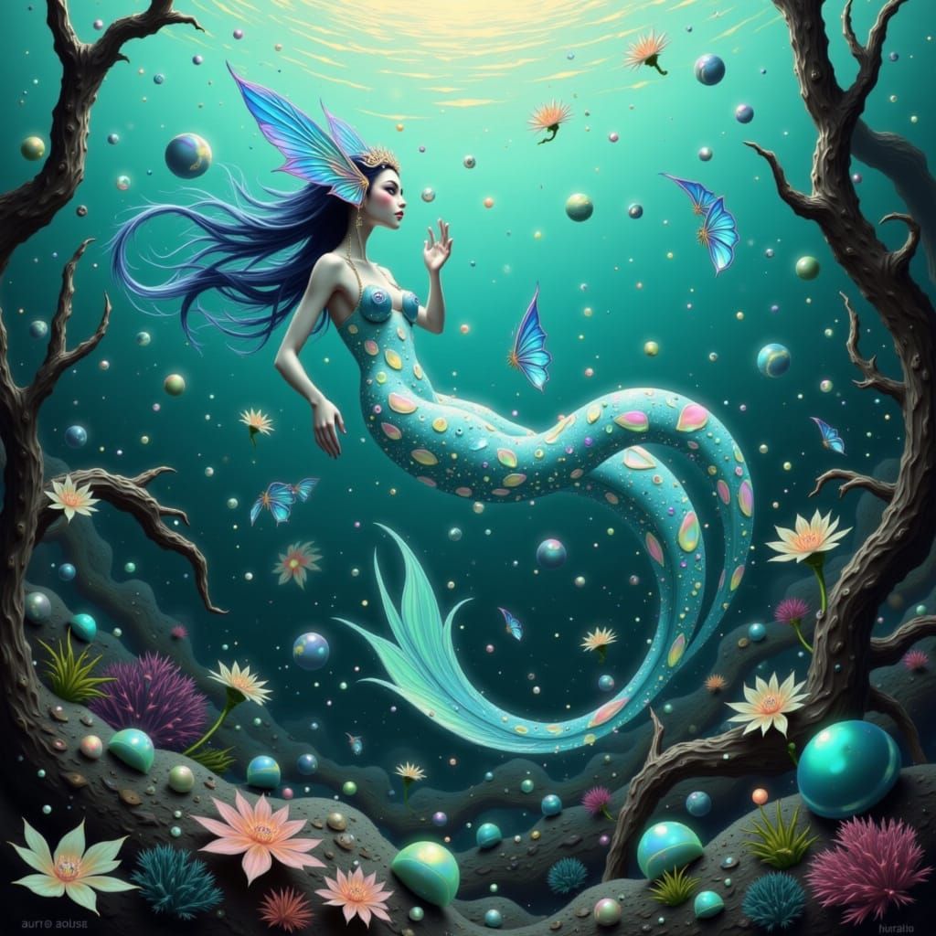 Translucent Wave Siren Calls Amidst Ocean Gradient