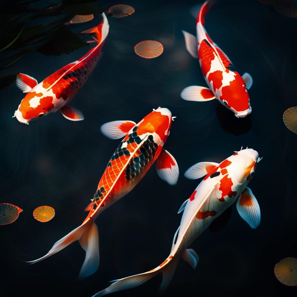 Vibrant Koi Fish in Natural Light Photography