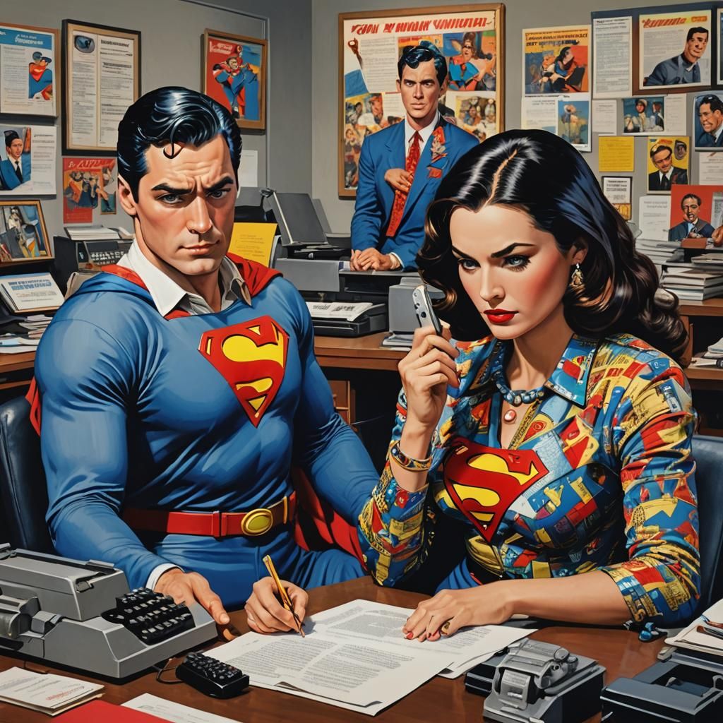 Superman and Wonder Woman: Office Frustration in Pop Art