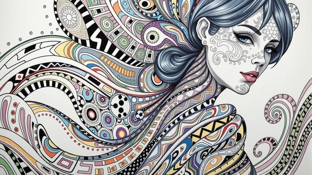 Swirling Op Art Kaleidoscope of Colors in Dreamlike Dance