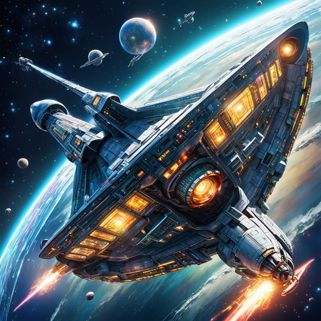 Starship Enterprise in Vibrant Digital Art